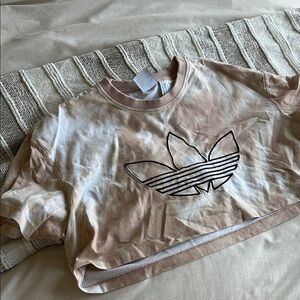 Adidas Beige and White Crop Top